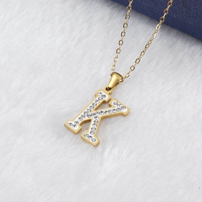 Iced Out Diamond Letter Necklace