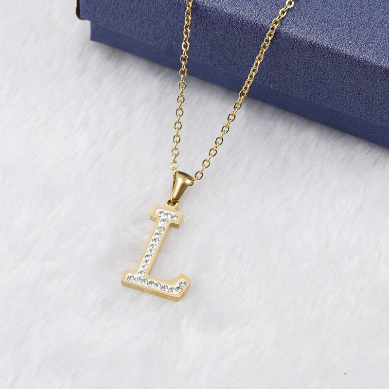 Iced Out Diamond Letter Necklace