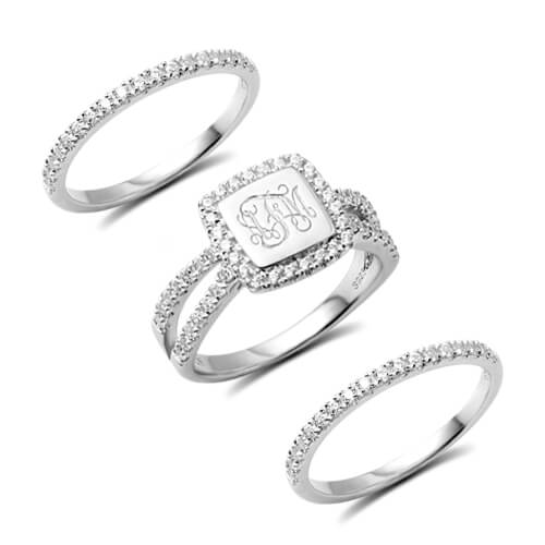 Custom Engraved Stacking Monogram Ring Sterling Silver