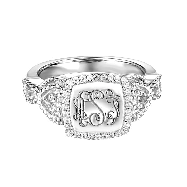 Women's Engraved Classic Monogram Ring