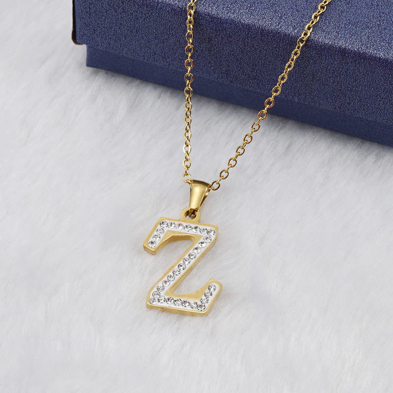 Iced Out Diamond Letter Necklace