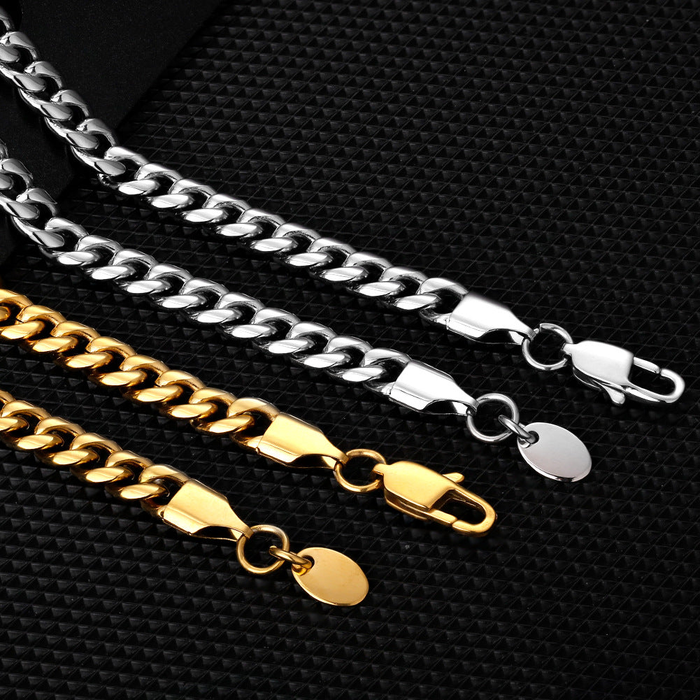 3mm Stainless Steel Cuban Link Chain Necklace 18K Gold