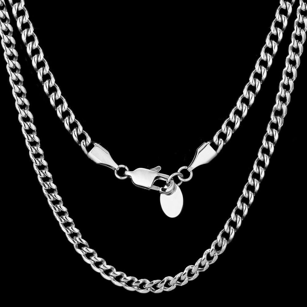 3mm Stainless Steel Cuban Link Chain Necklace 18K Gold