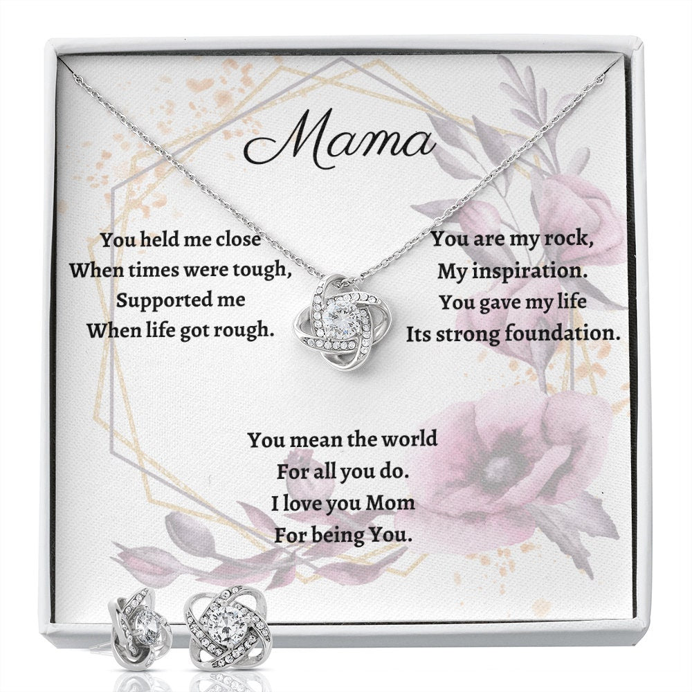 Mama. My Inspiration. (Love Knot Earring & Necklace Set)