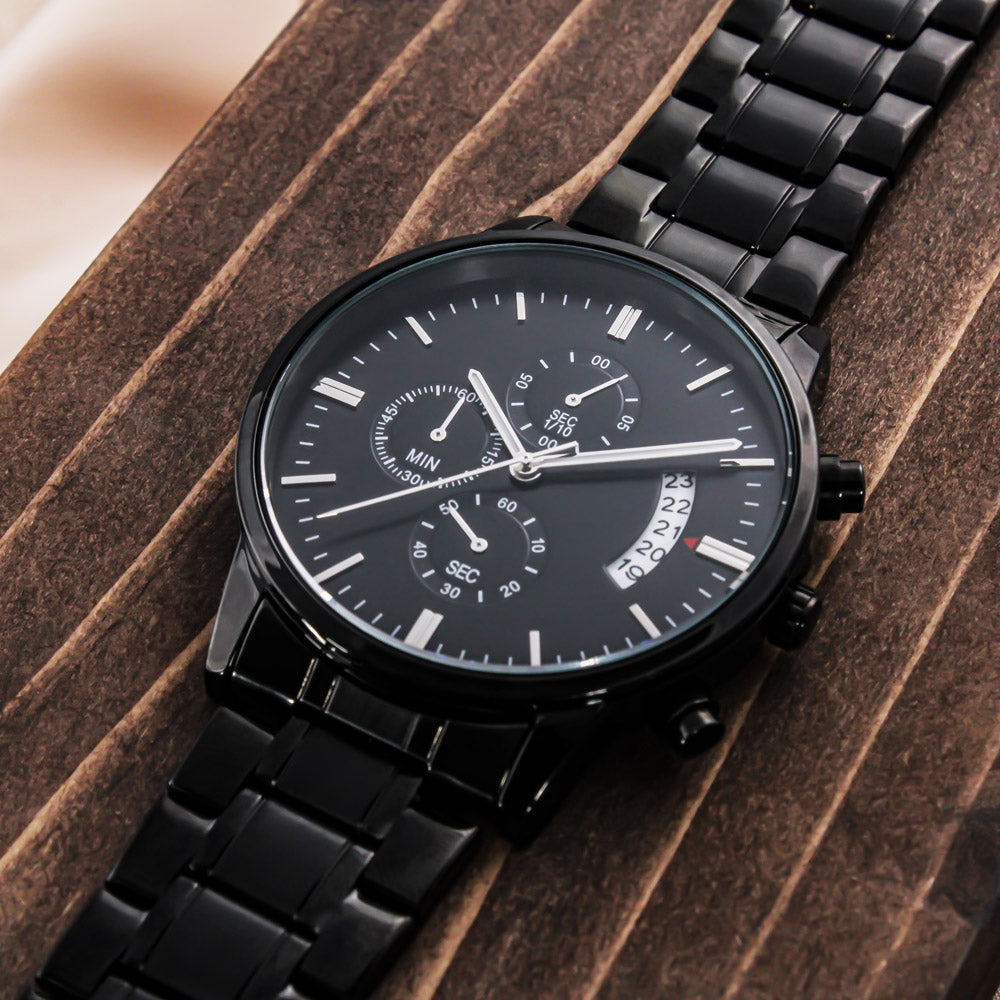 To Our Son - Graduation - Love always - Mum and  Dad (Black Chronograph Watch)
